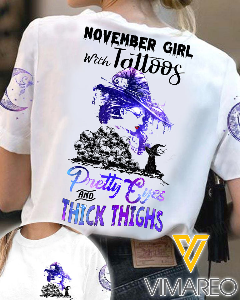 November Girl with Tattoos TSHIRT PRINTED SEP-LN15