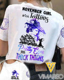 November Girl with Tattoos TSHIRT PRINTED SEP-LN15