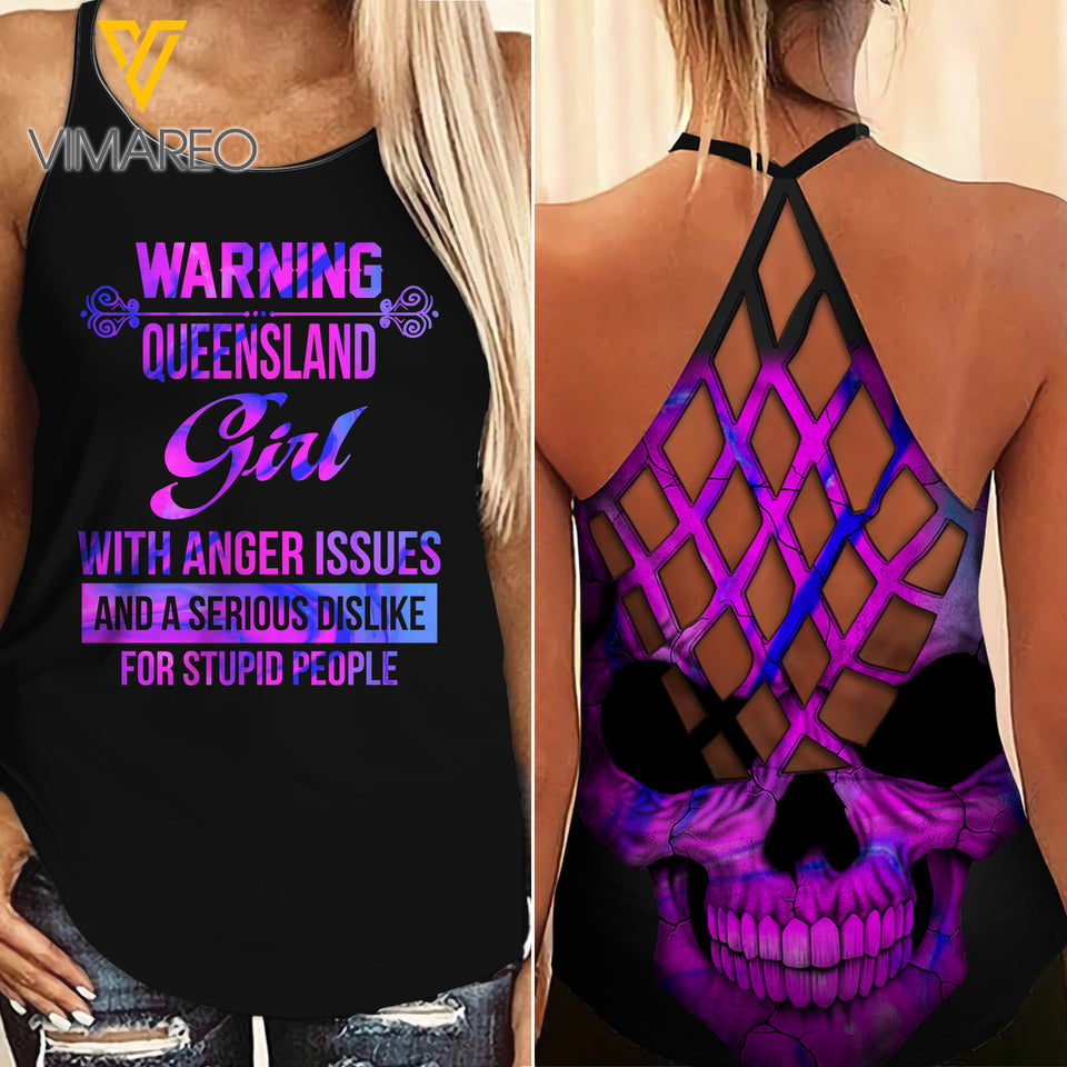 Queensland Girl Criss-Cross Open Back Camisole Tank Top Legging MAR-DT19 AU