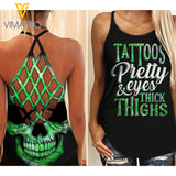 Tattoos Criss-Cross Open Back Camisole Tank Top MAR-DT25