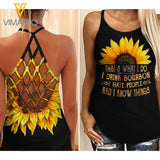 Drink Bourbon Criss-Cross Open Back Camisole Tank Top MAR-MQ31