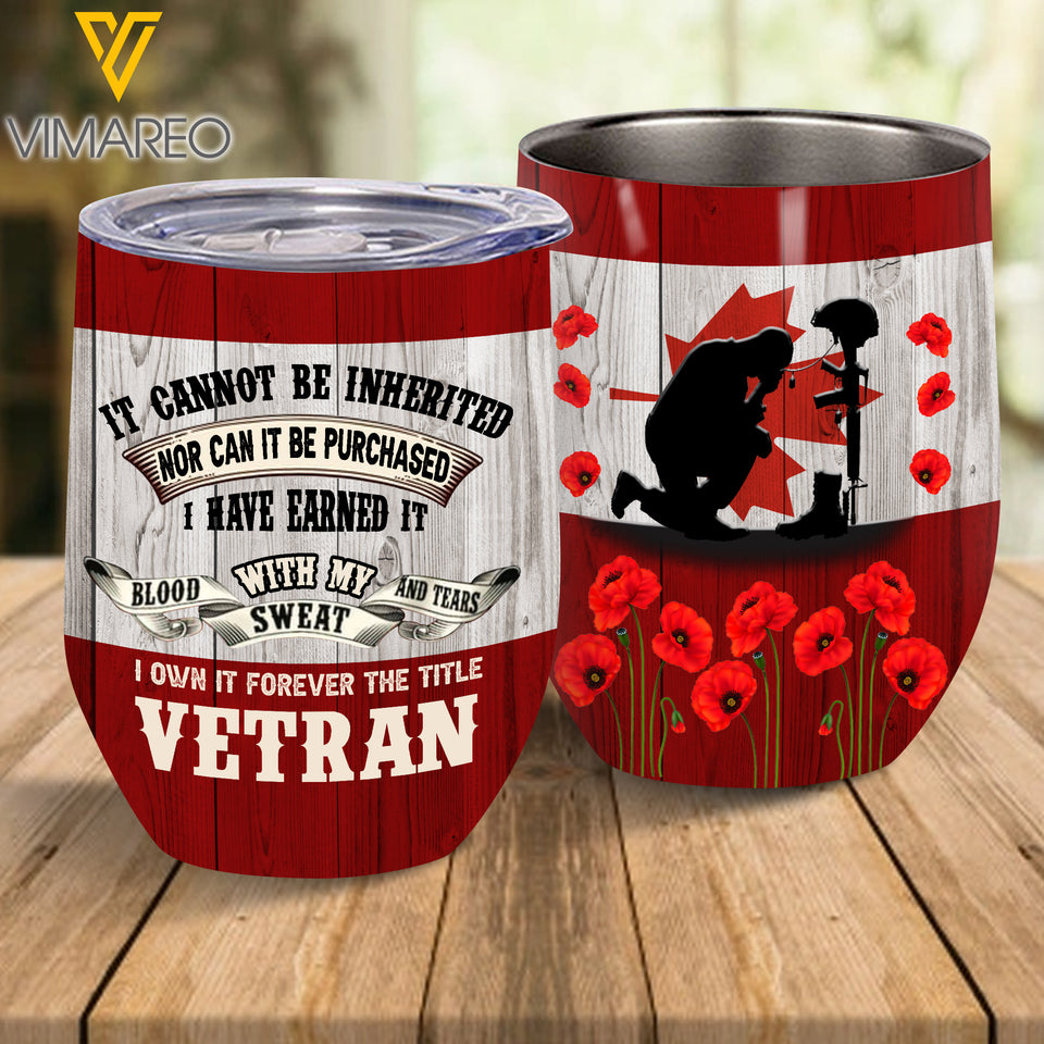 Personalized Canadian Veterans Wine Tumbler Printed NOV-LN02