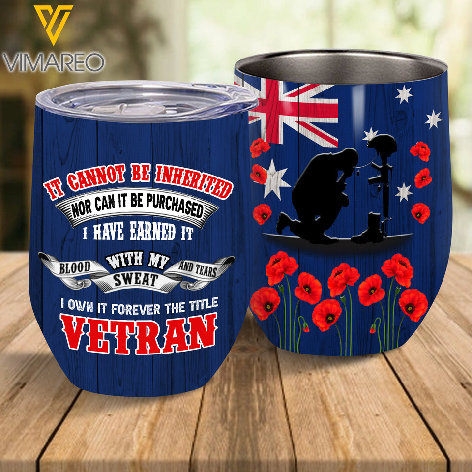 Personalized Australian Veterans Wine Tumbler Printed NOV-LN02
