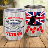 Personalized British Veterans Wine Tumbler Printed NOV-LN02