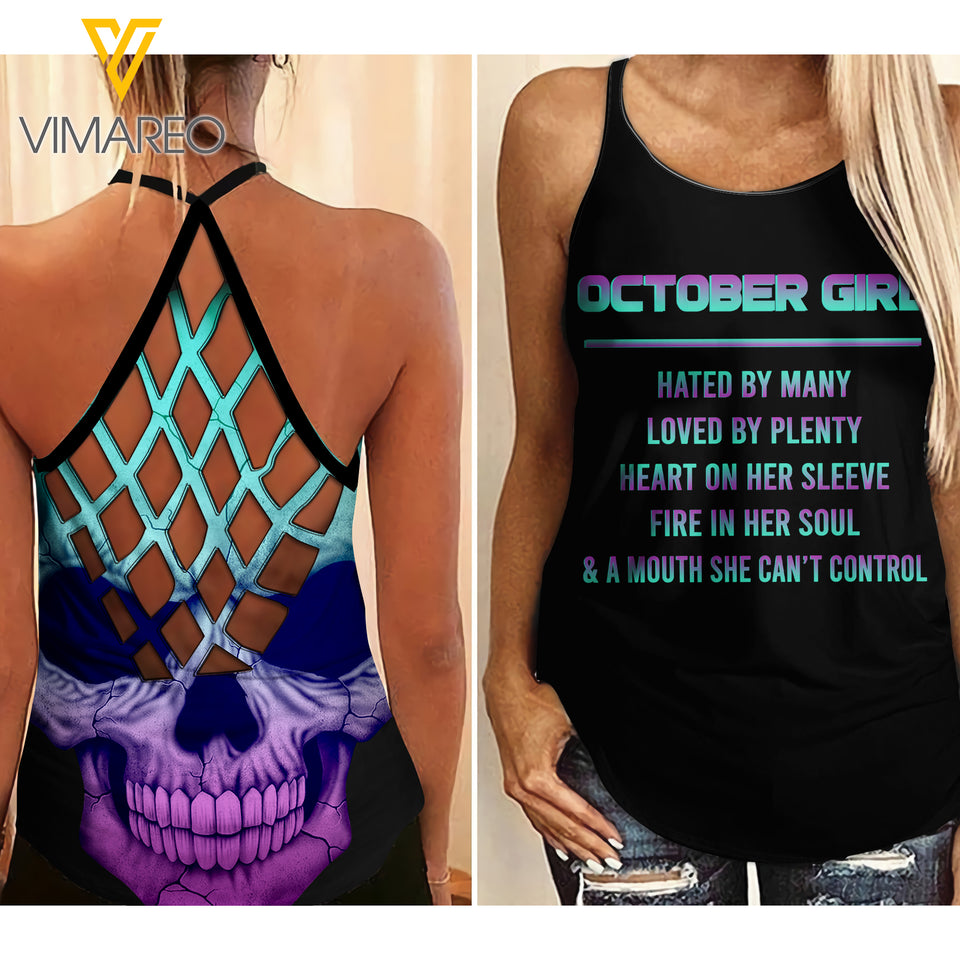 October Girl Criss-Cross Open Back Camisole Tank Top JUE-MQ21