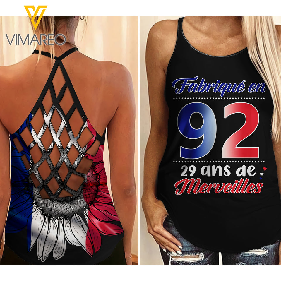 Fabriqué en 92 Criss-Cross Open Back Camisole Tank Top JUL-MQ13