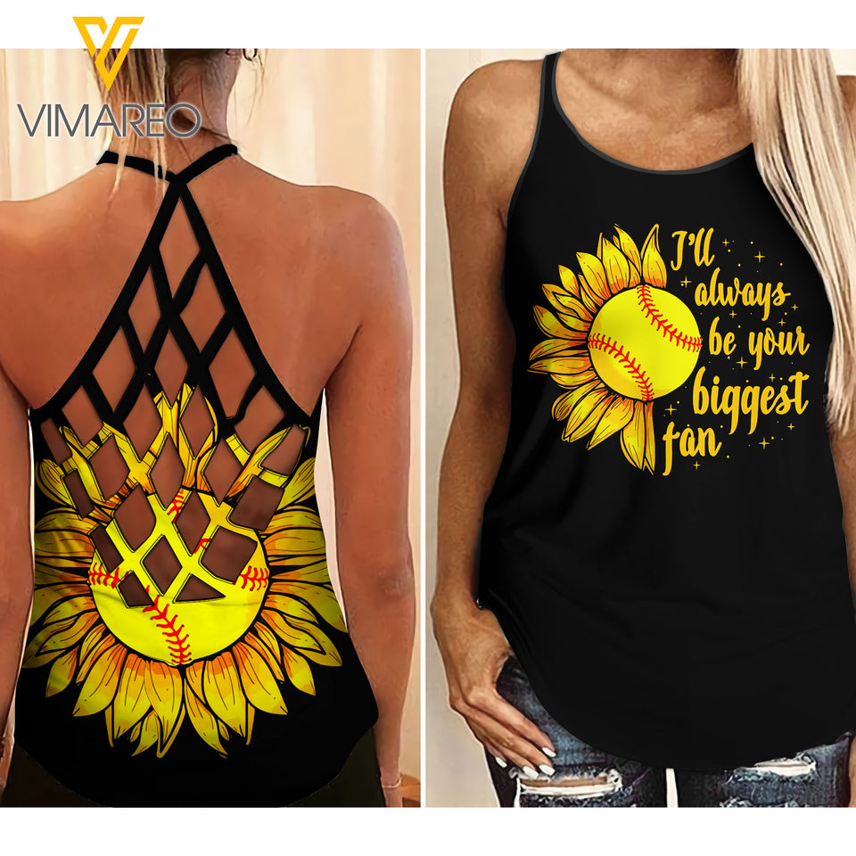 KHMD I'LL ALWAYS BE YOUR BIGGEST FAN SOFTBALL Criss-Cross Tank Top