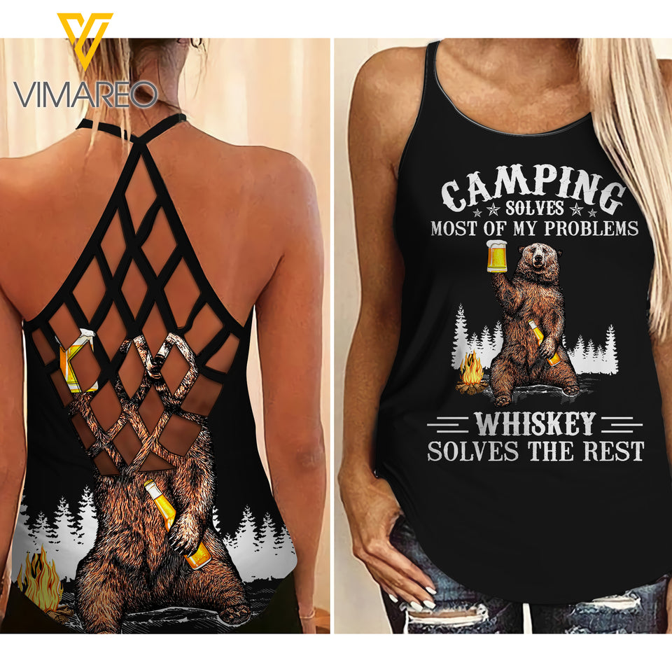 KHMD CAMPING + WHISKEY Girl Criss-Cross Tank Top