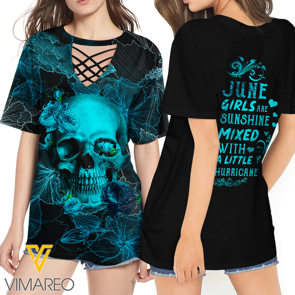KHMD JUNE HURRICANE 3D Printed Lace up T-Shirt 2106