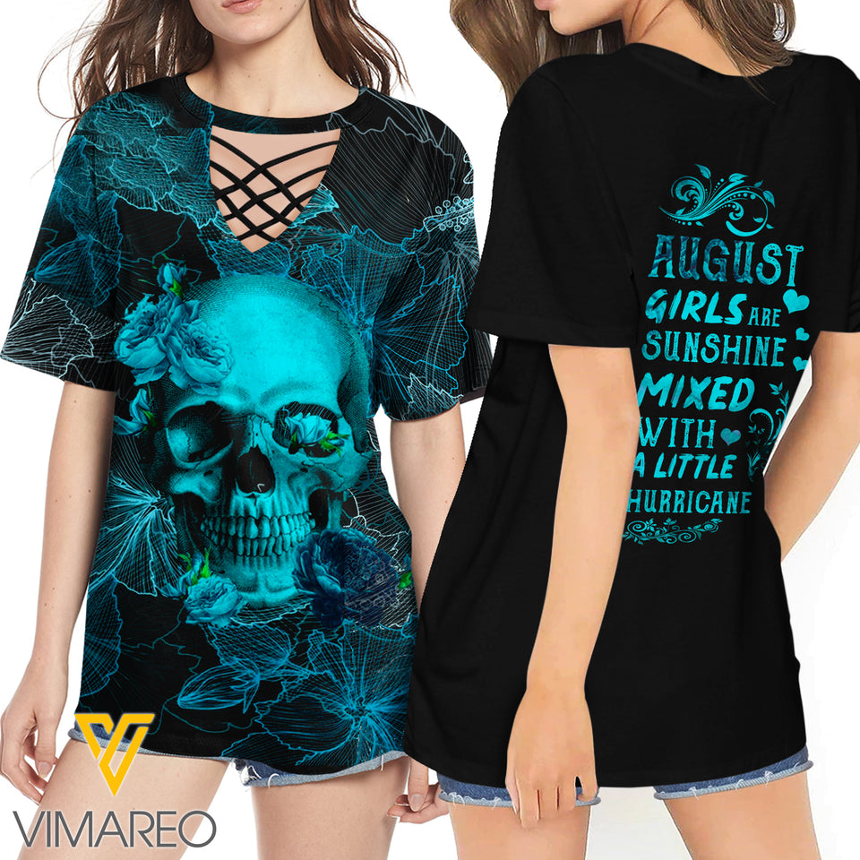 KHMD AUGUST HURRICANE 3D Printed Lace up T-Shirt 2106