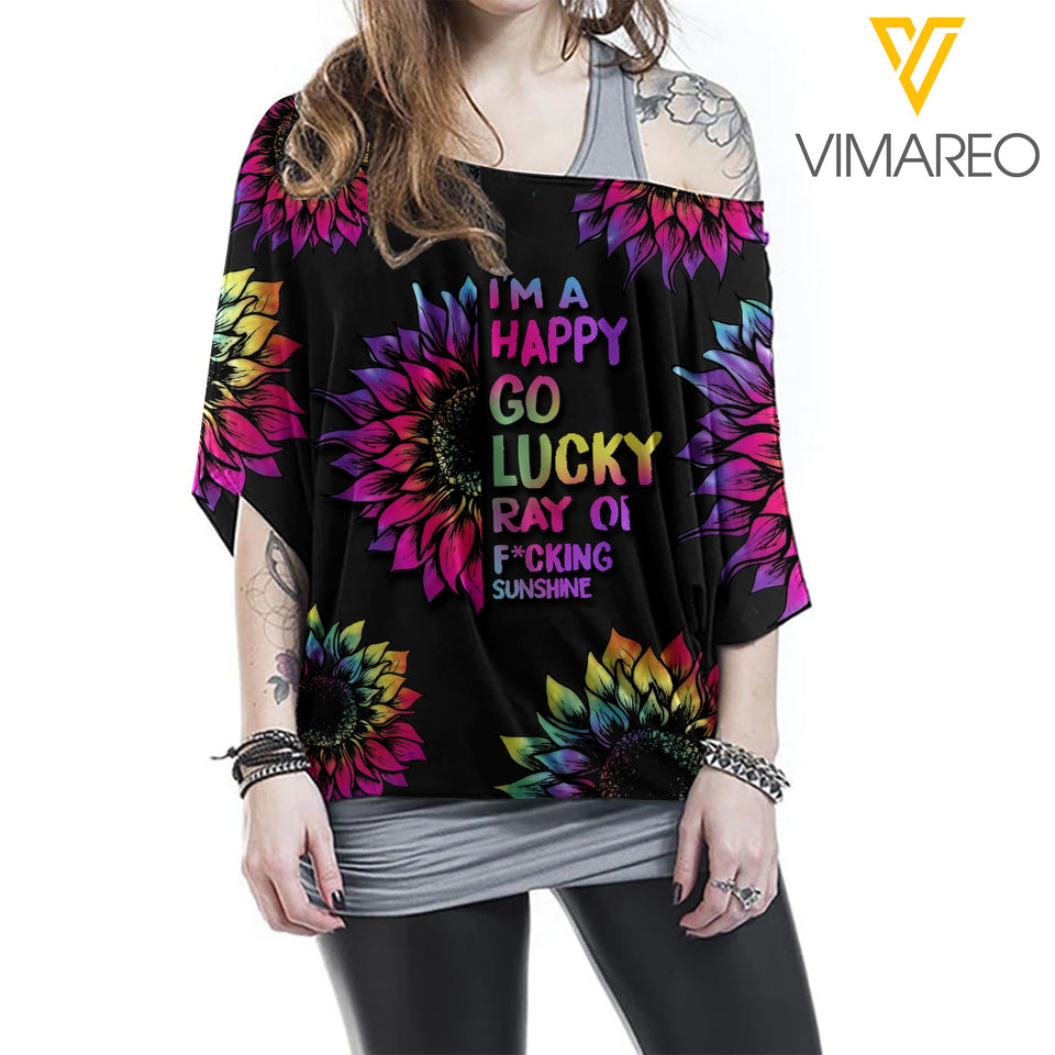 KHMD LUCKY SUNFLOWER Women Loose Dolman Sleeve 1706