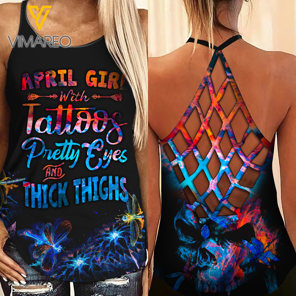 KHMD APRIL GIRL THICK THIGHS Criss-Cross CHAOTIC Tank Top Legging