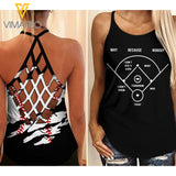 KHMD WHY BECAUSE BASEBALL Criss-Cross Tank Top 2004