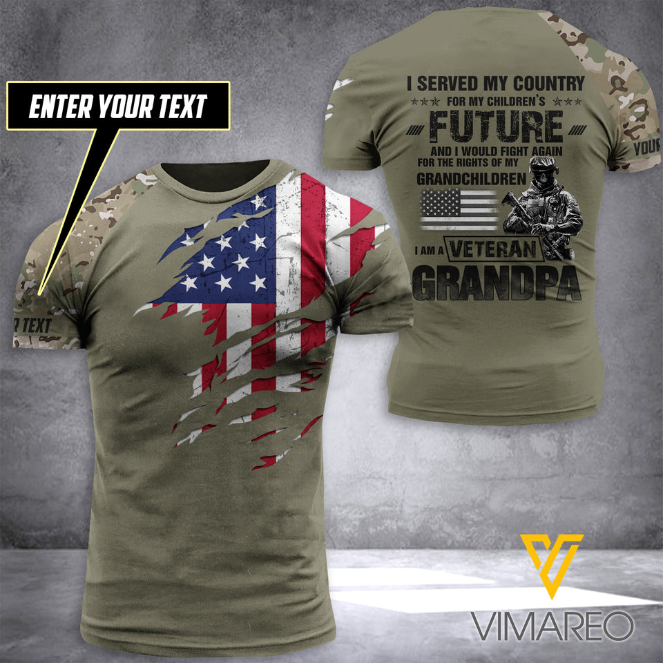 Customized US Veteran 3D Printed TShirt YYQQ