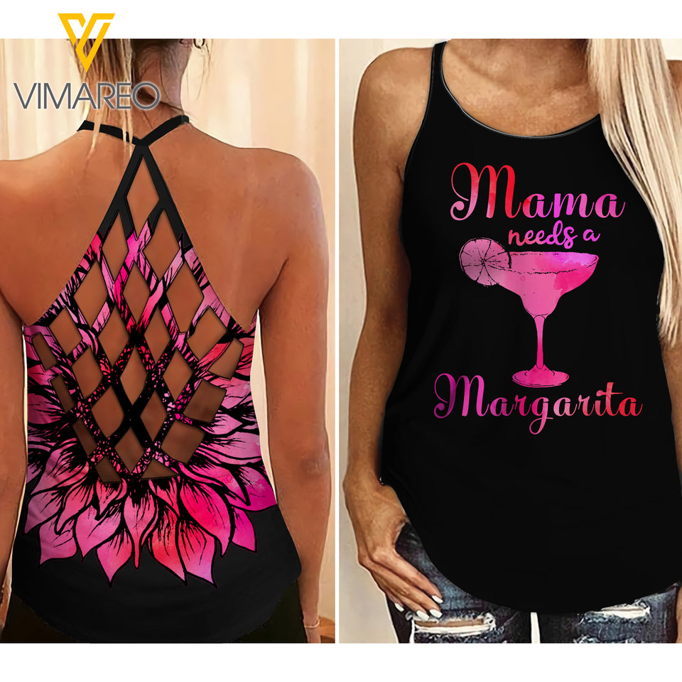 KHMD MAMA NEEDS A MARGARITA SUN Girl Criss-Cross Tank Top 0504