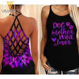 KHMD DOG MOTHER WINE LOVER Criss-Cross Tank Top