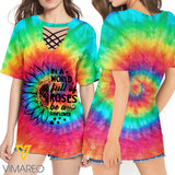 KHMD HAPPY SUNFLOWER 3D Printed Lace up T-Shirt 2206