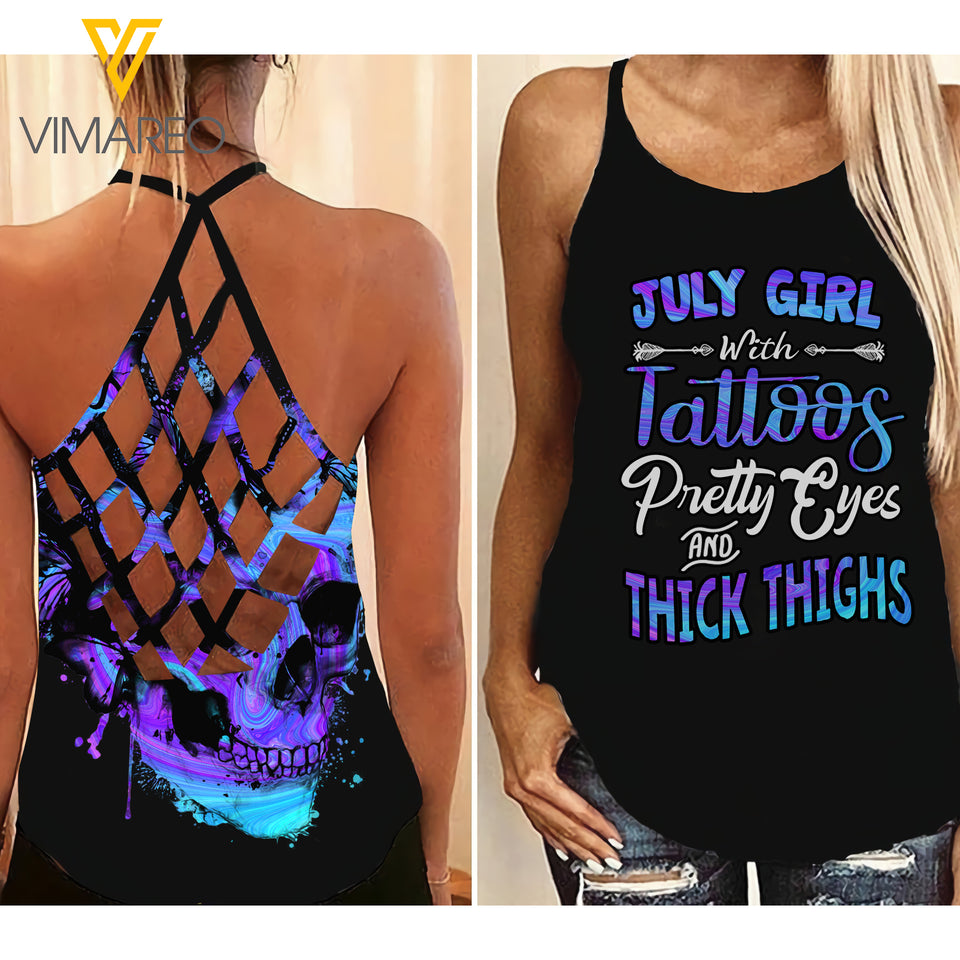 KHMD JULY GIRL  Criss-Cross CHAOTIC Tank Top Legging