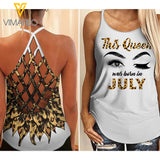JULY QUEEN Criss-Cross Open Back Camisole Tank Top Legging TMT
