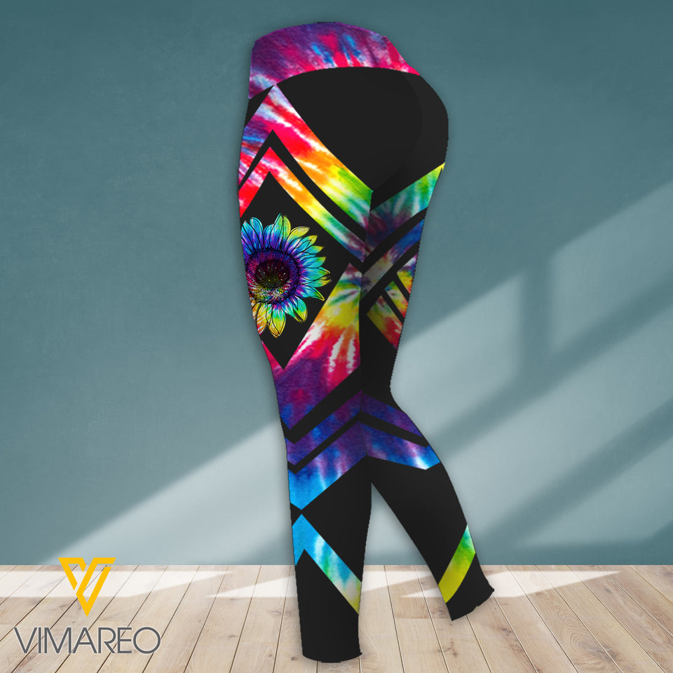 JULY GIRL SUNFLOWER TIE DYE SPORT BRA/LEGGING