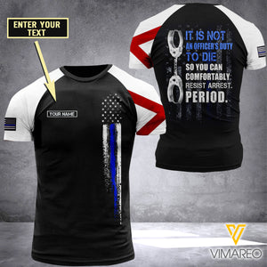 CUSTOMIZED ALABAMA THIN BLUE LINE 3D PRINTED TSHIRT YYQQ