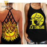 SOFTBALL Criss-Cross Open Back Camisole Tank Top WAITING