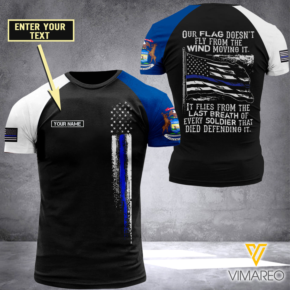 Michigan BLUE LINE CUSTOMIZE T SHIRT 3D PRINTED TMT flag