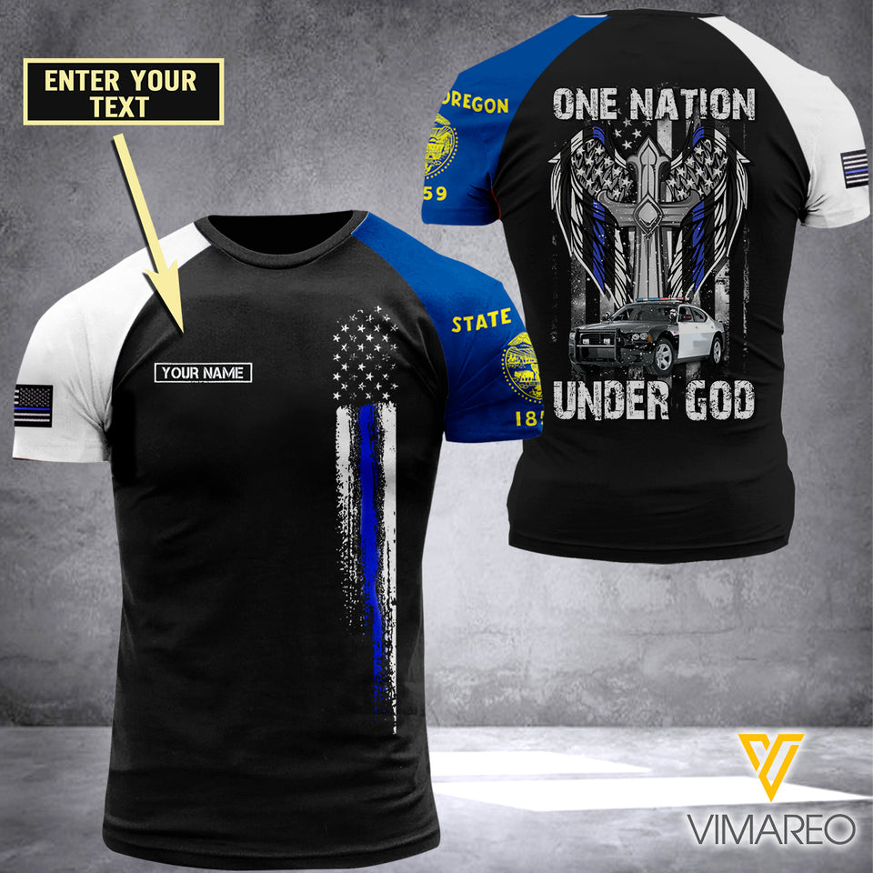 Oregon BLUE LINE CUSTOMIZE T SHIRT 3D PRINTED TMT
