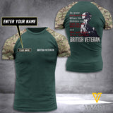 BRITISH VETERAN CUSTOMIZE T SHIRT 3D PRINTED T611