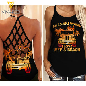JEEP AND BEACH CRISS-CROSS TANK TOP