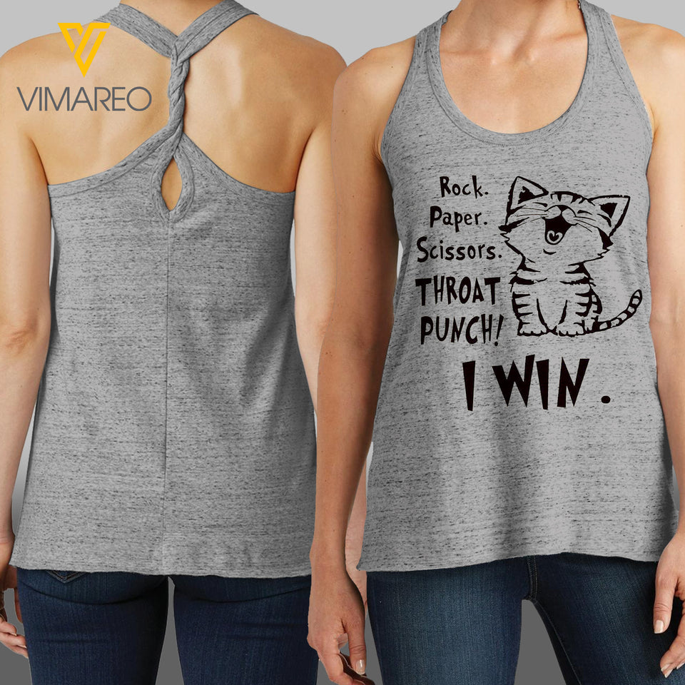 Funny Quote Kitten Criss-Cross Open Back Camisole Tank Top