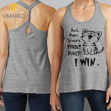 Funny Quote Kitten Criss-Cross Open Back Camisole Tank Top