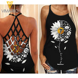 NURSE SUNFLOWER CRISS-CROSS OPEN BACK CAMISOLE TANK TOP