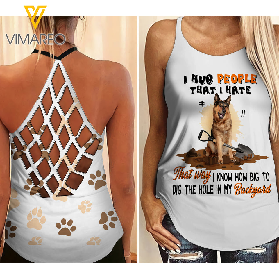 German Shepherd DOG CRISS-CROSS TANK TOP LEGGING