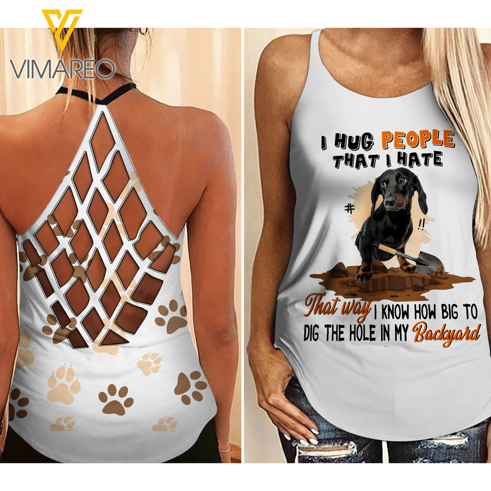 DACHSHUND DOG CRISS-CROSS TANK TOP LEGGING