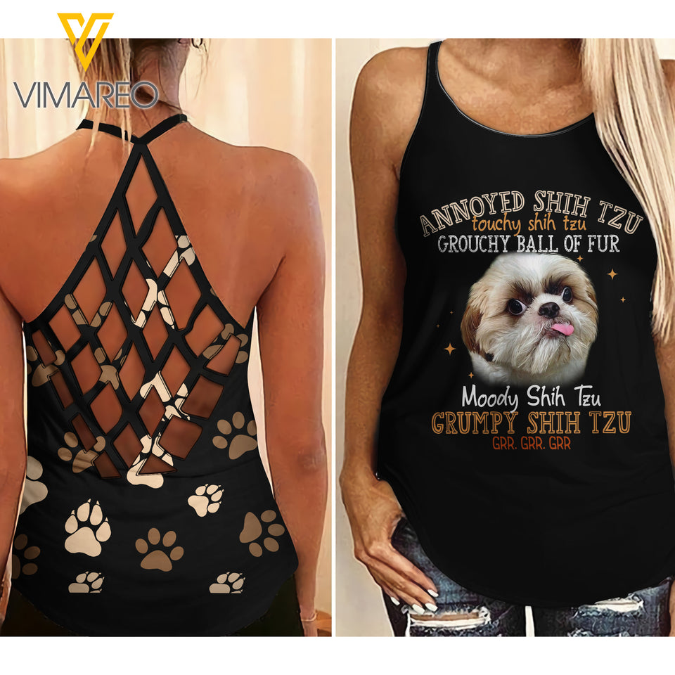 SHIH TZU DOG CRISS-CROSS TANK TOP