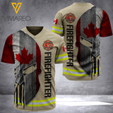 CANADA FIREFIGHTER BASEBALL JERSEY 3D PRINTED