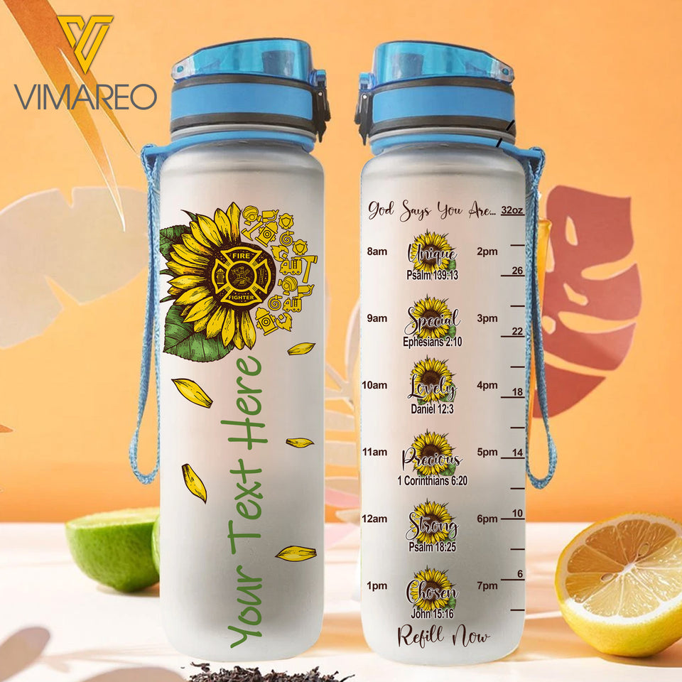 FIREFIGHTER SUNFLOWER CUSTOMIZE WATER TRACKER BOTTLE