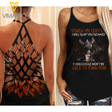 TOUCH MY COFFEE I WILL SLAP YOU SO HARD CRISS-CROSS OPEN BACK CAMISOLE TANK TOP