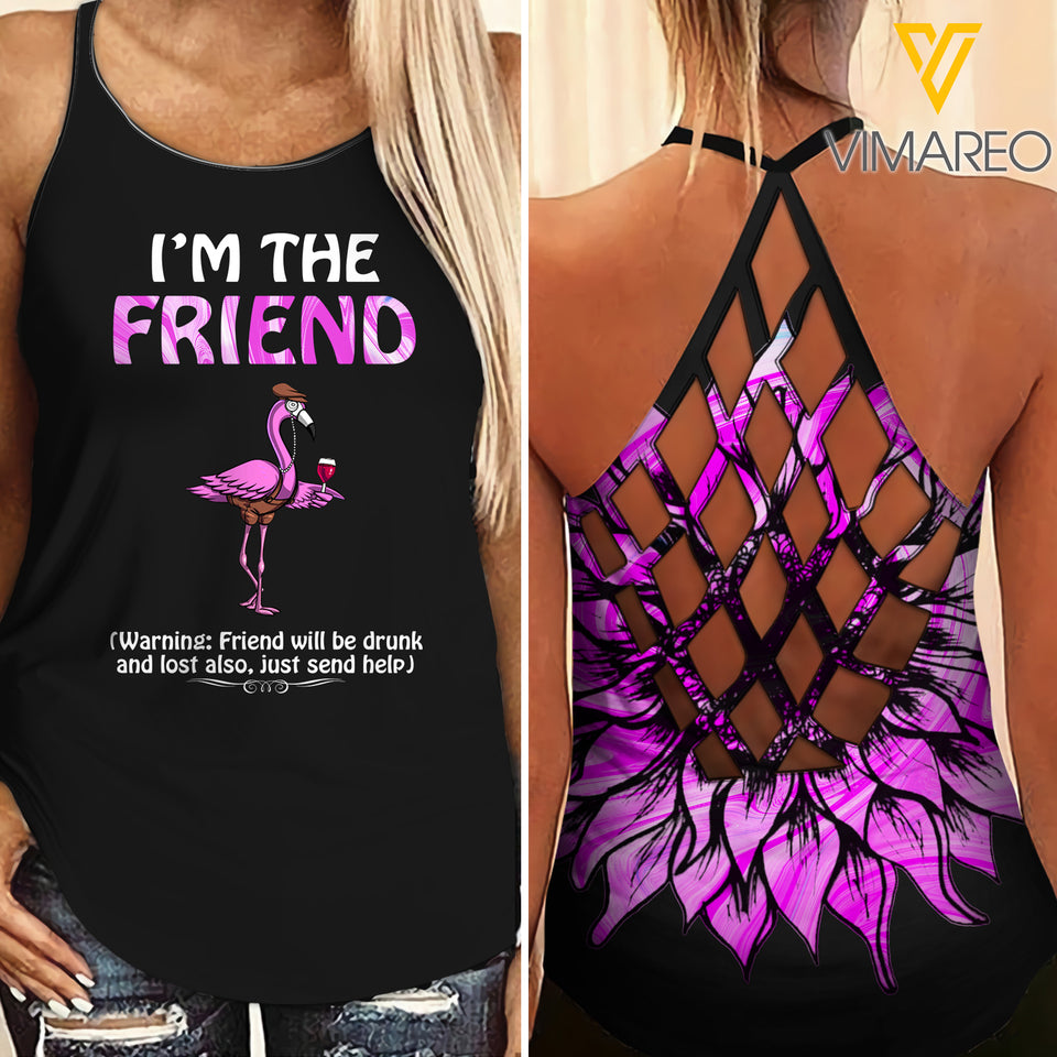 FLAMINGO CRISS-CROSS OPEN BACK CAMISOLE TANK TOP