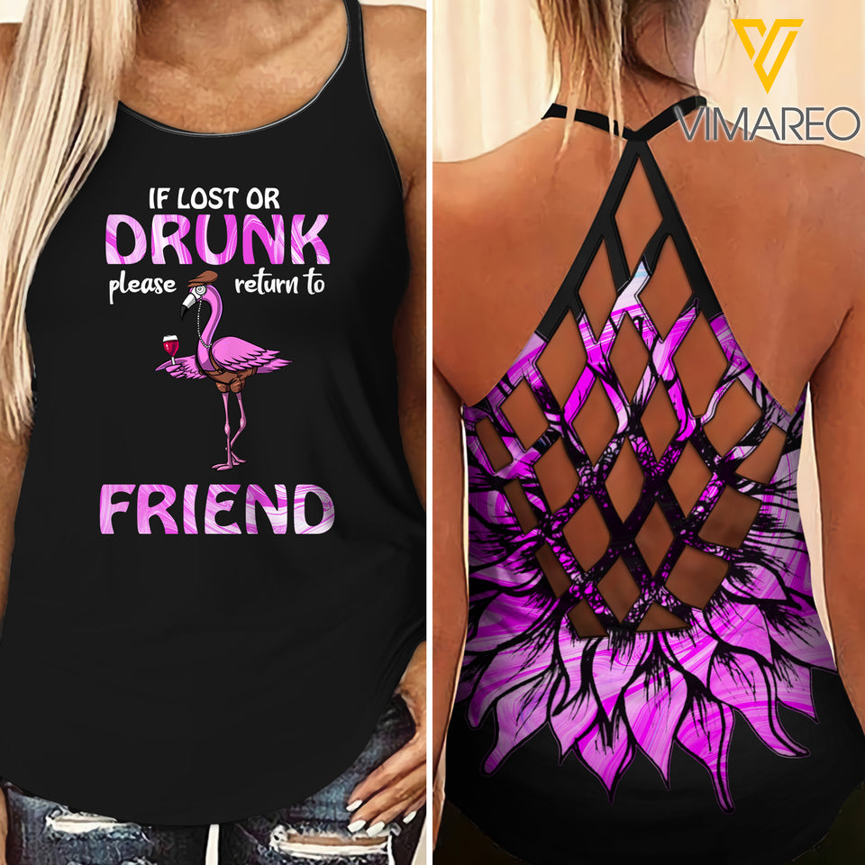 FLAMINGO CRISS-CROSS OPEN BACK CAMISOLE TANK TOP