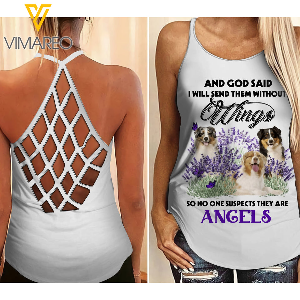 Australian Shepherd Dog CRISS-CROSS CUSTOMIZE TANK TOP/LEGGING