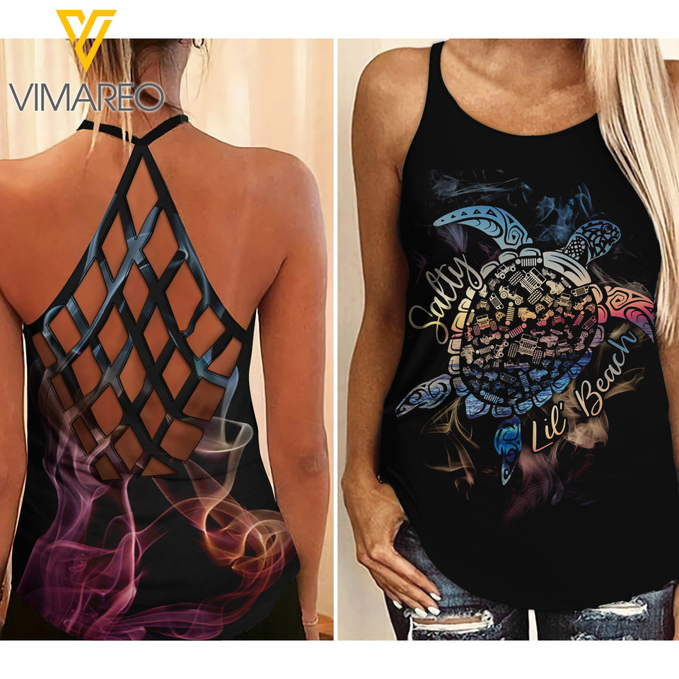 TURTLE GIRL CRISS-CROSS OPEN BACK CAMISOLE TANK TOP