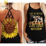 COWS GIRL CRISS-CROSS OPEN BACK CAMISOLE TANK TOP