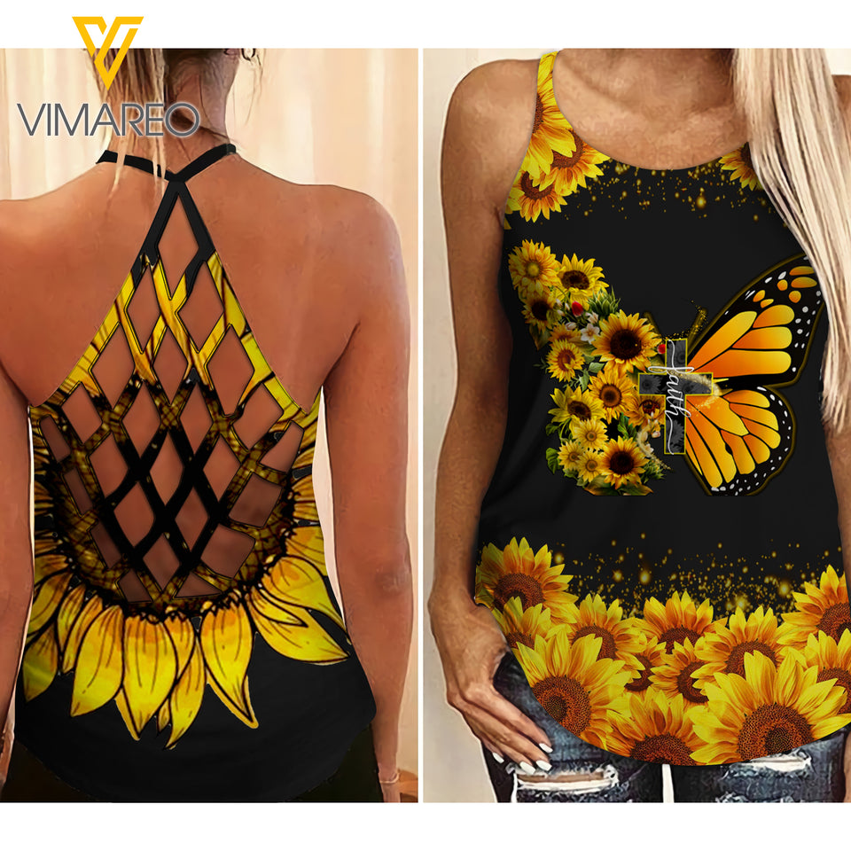 SUNFLOWER GIRL CRISS-CROSS TANK TOP/LEGGING