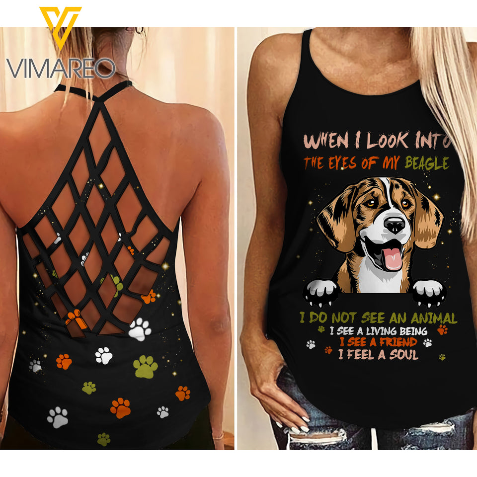 BEAGLE DOG CRISS-CROSS OPEN BACK CAMISOLE TANK TOP