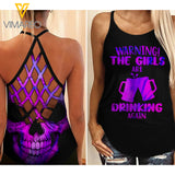 DRINKING WARNING GIRL CRISS-CROSS TANK TOP