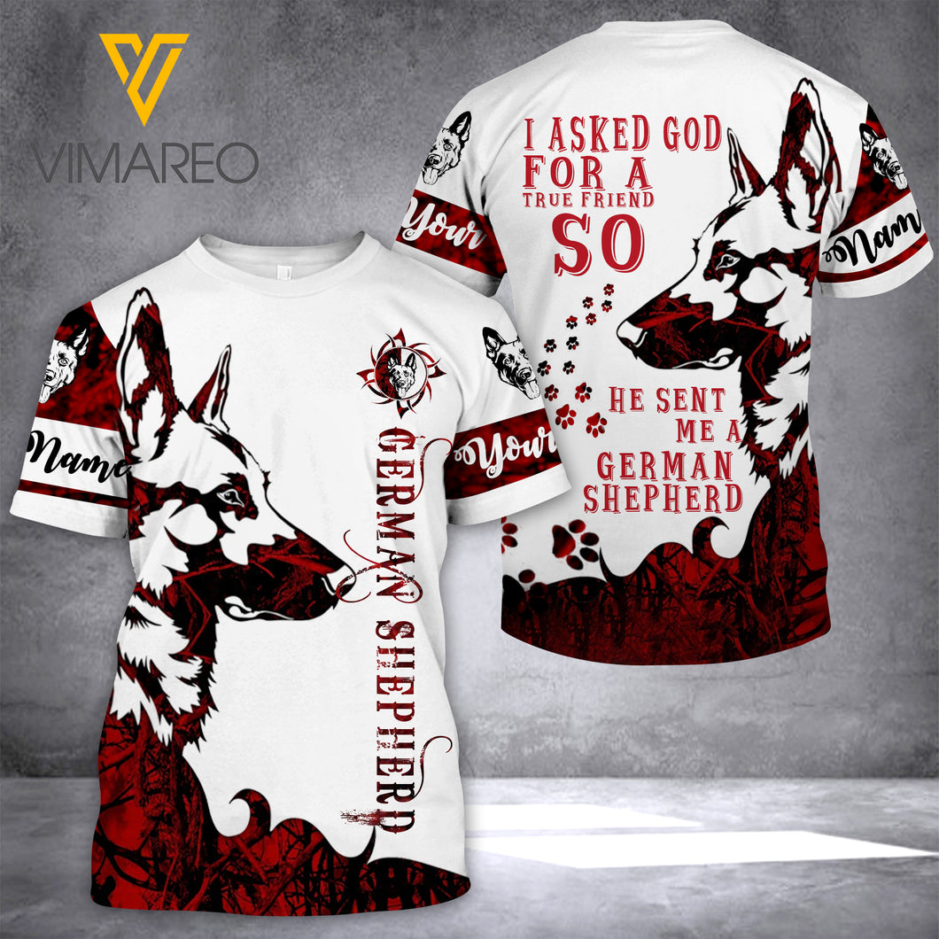 GERMAN SHEPHERD DOG CUSTOMIZE T-SHIRT 3D PRINTED LC