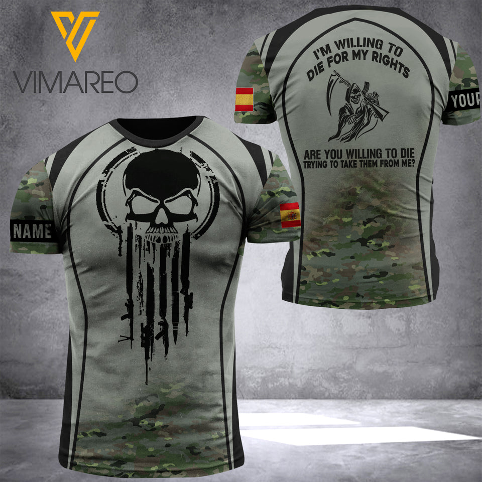SPANISH ARMY CUSTOMIZE T-SHIRT 3D PRINTED