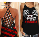 TAKEN IRONWORKER CRISS-CROSS OPEN BACK CAMISOLE TANK TOP